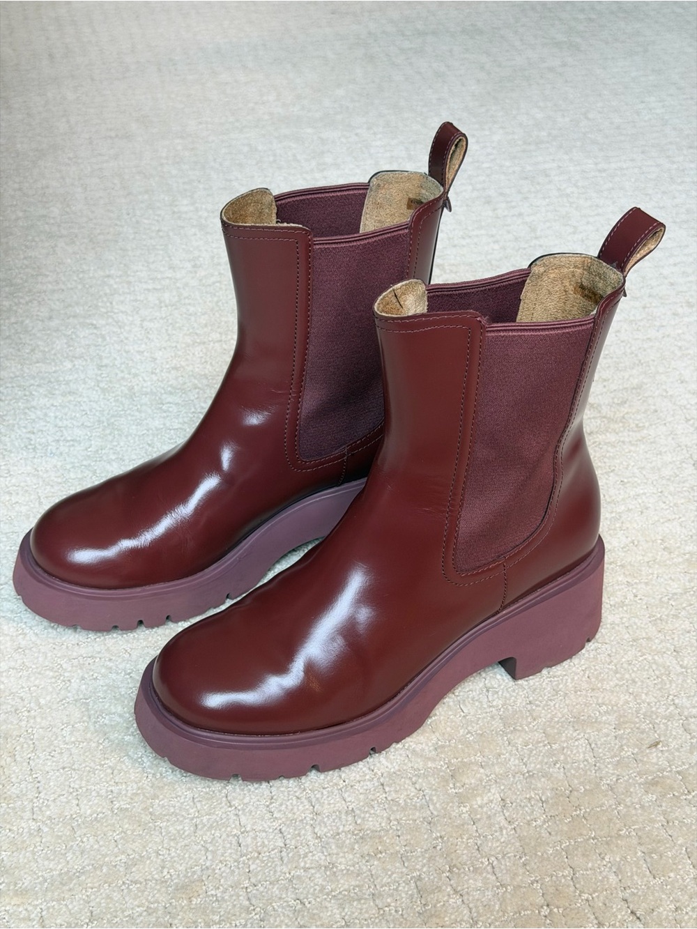 Camper Milah Burgundy Leather Chelsea Ankle Boots Size 40